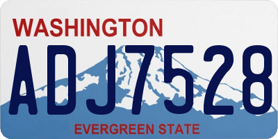 WA license plate ADJ7528