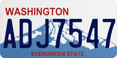 WA license plate ADJ7547