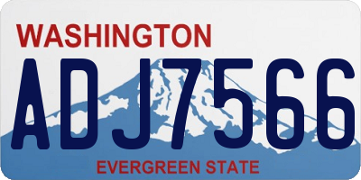 WA license plate ADJ7566