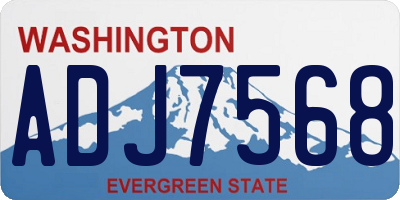 WA license plate ADJ7568