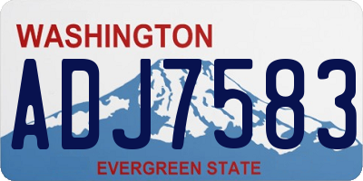 WA license plate ADJ7583