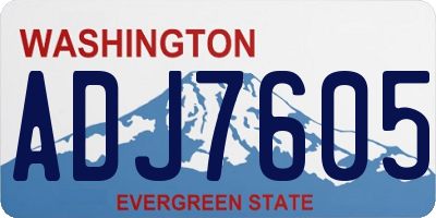 WA license plate ADJ7605