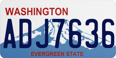 WA license plate ADJ7636