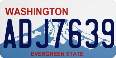 WA license plate ADJ7639