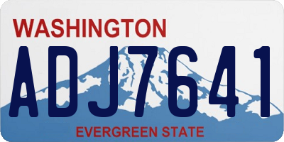 WA license plate ADJ7641