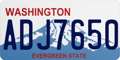 WA license plate ADJ7650