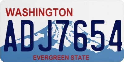 WA license plate ADJ7654