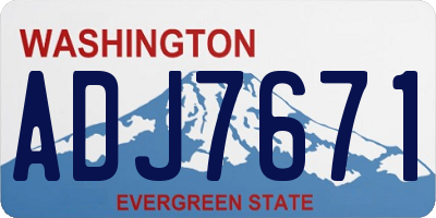 WA license plate ADJ7671