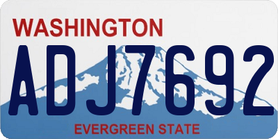 WA license plate ADJ7692