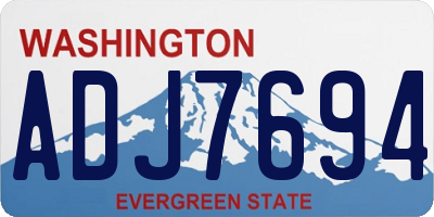 WA license plate ADJ7694