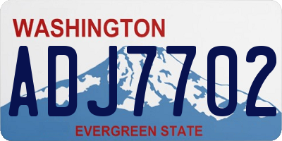 WA license plate ADJ7702