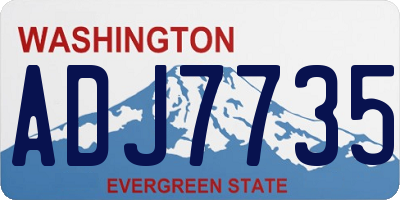 WA license plate ADJ7735