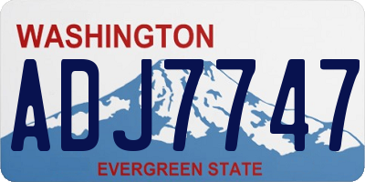 WA license plate ADJ7747