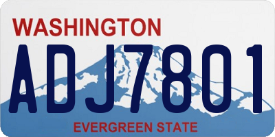 WA license plate ADJ7801