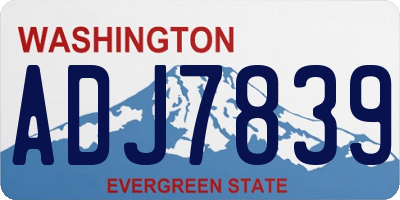 WA license plate ADJ7839