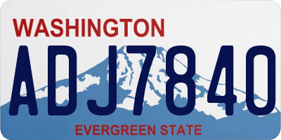 WA license plate ADJ7840