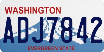 WA license plate ADJ7842