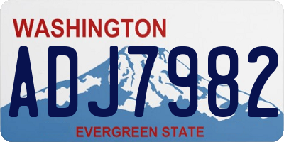 WA license plate ADJ7982