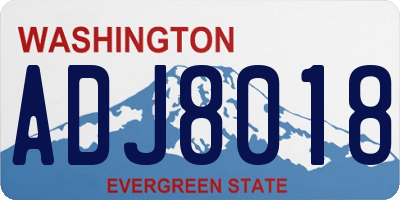WA license plate ADJ8018