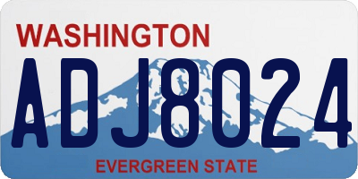 WA license plate ADJ8024
