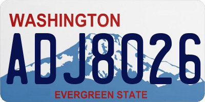 WA license plate ADJ8026