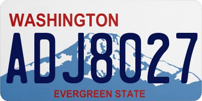 WA license plate ADJ8027