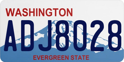 WA license plate ADJ8028