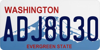 WA license plate ADJ8030