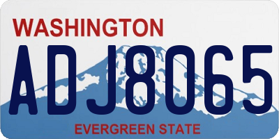 WA license plate ADJ8065