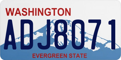 WA license plate ADJ8071