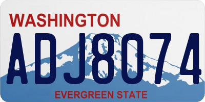 WA license plate ADJ8074