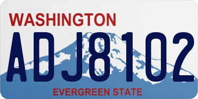 WA license plate ADJ8102