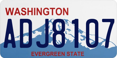 WA license plate ADJ8107