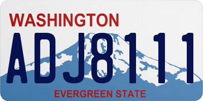 WA license plate ADJ8111
