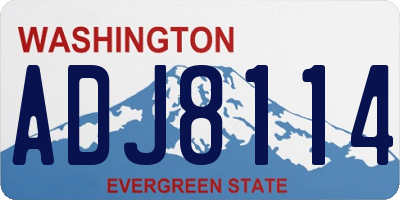 WA license plate ADJ8114