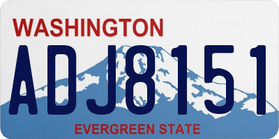 WA license plate ADJ8151