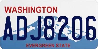 WA license plate ADJ8206