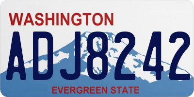 WA license plate ADJ8242