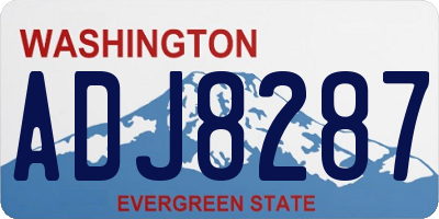 WA license plate ADJ8287