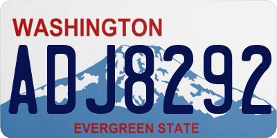 WA license plate ADJ8292