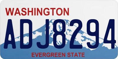 WA license plate ADJ8294