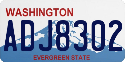 WA license plate ADJ8302