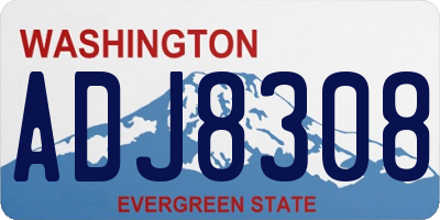 WA license plate ADJ8308