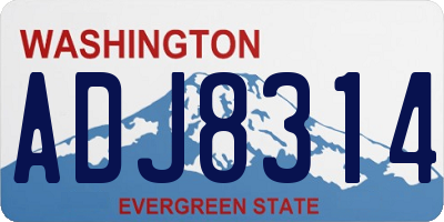 WA license plate ADJ8314
