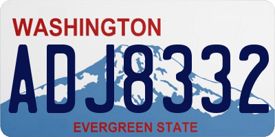 WA license plate ADJ8332