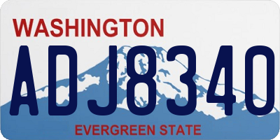 WA license plate ADJ8340