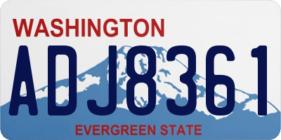 WA license plate ADJ8361