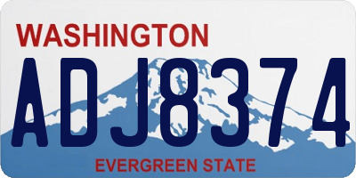 WA license plate ADJ8374