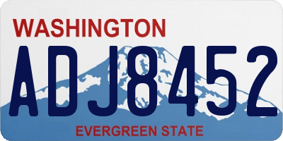 WA license plate ADJ8452