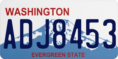 WA license plate ADJ8453